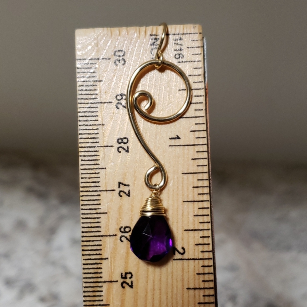 Amethyst faceted artisan earrings - Picture 3 of 7